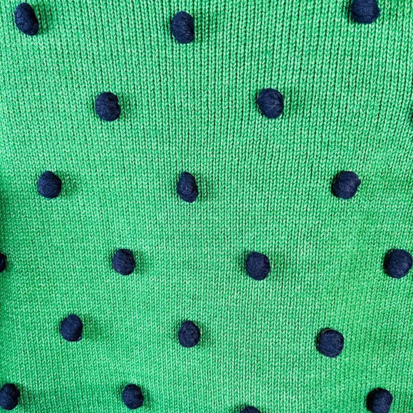 Talbots Green PomPom Sweater Size Medium Petite Colorful Holiday - Picture 3 of 7